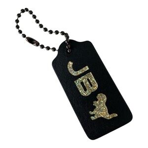 COACH Black Leather Hang Tag Hot Stamped “J.B” Initials Dinosaur Authentic